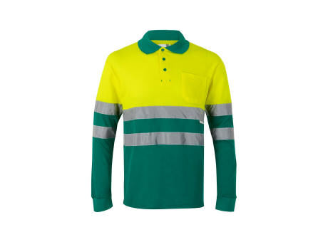 VL PLUTO LARGE. Zweifarbiges Piqué-Poloshirt (150g/m²) mit langen Ärmeln, aus Baumwolle (55%) und Polyester (45%)