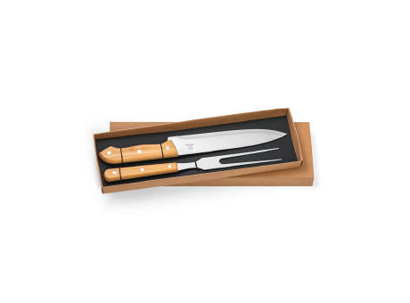 SALSA. Grill-Set aus Bambus und Edelstahl 2-teilig bestehend aus einer Grillgabel und einem Messer