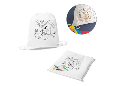 DRAWS. Kinder-Kordelbeutel zum Ausmalen (80 g/m²)