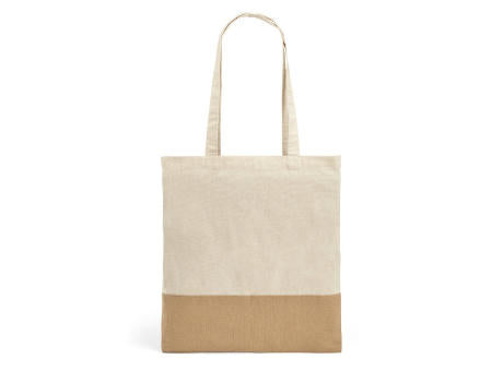 MERCAT. Tasche aus 100% Baumwolle (160 g/m²) mit Details aus Jute-Imitat