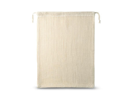 NAPOLI. Beutel aus 100% Baumwolle (120 g/m²) mit Netzgewebe auf der Vorderseite (100 g/m²)