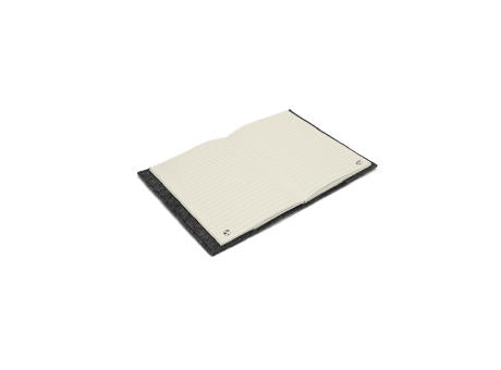 BALDWIN. A5 Notizblock mit Umschlag aus recyceltem Filz (100% rPET) und linierten Seiten aus 100 % Recyclingpapier