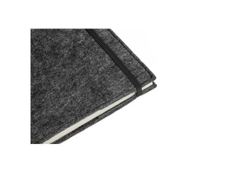 BALDWIN. A5 Notizblock mit Umschlag aus recyceltem Filz (100% rPET) und linierten Seiten aus 100 % Recyclingpapier