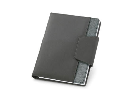 RUSSEL. Notizbuch A5 aus PU und Polyestergewebe mit Magnetverschluss mit unbedruckte Seiten