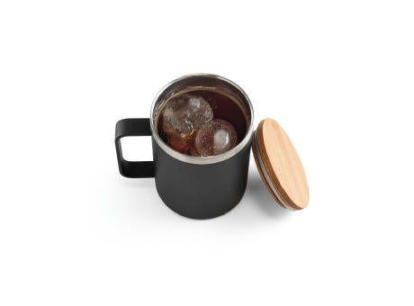 LAUDA. Becher aus 90% recyceltem Edelstahl mit Bambusdeckel 420 mL