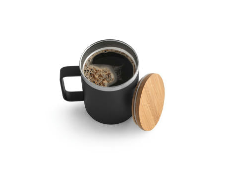 LAUDA. Becher aus 90% recyceltem Edelstahl mit Bambusdeckel 420 mL