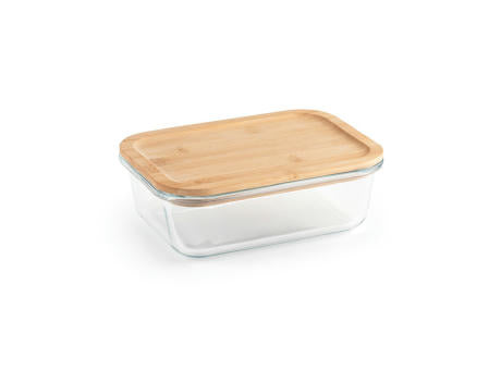 PORTOBELLO. Lunchbox. Hermetische Dose aus Borosilikatglas und Bambusdeckel 1000 mL