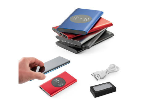CASSINI. Powerbank 4'000 mAh mit 5W wireless Ladegerät aus Recyceltes Aluminium (100 % rAL)