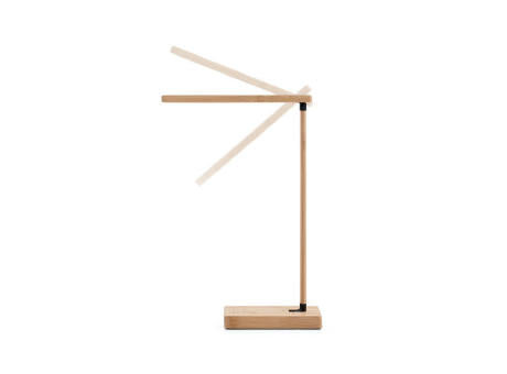 MOREY. Klappbare Schreibtischlampe mit superschnellem kabellosem 15W-Ladegerät aus Bambus