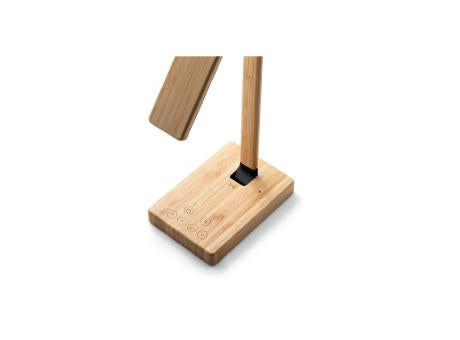 MOREY. Klappbare Schreibtischlampe mit superschnellem kabellosem 15W-Ladegerät aus Bambus