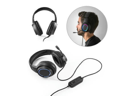 Thorne Headset RGB. Gaming-Kopfhörer mit 2 m Kabel, Mikrofon und RGB-LED-Leuchten aus ABS