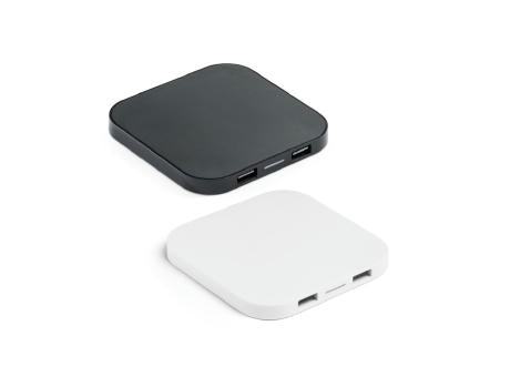 CAROLINE. Superschnelles 15W wireless Ladegerät mit HUB 2 USB-A Anschlüssen aus Recyceltes ABS (60% rABS)