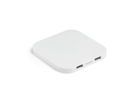 CAROLINE. Superschnelles 15W wireless Ladegerät mit HUB 2 USB-A Anschlüssen aus Recyceltes ABS (60% rABS)