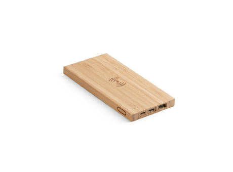 FITCH. Powerbank 5'000 mAh mit 5W wireless Ladegerät aus Bambus