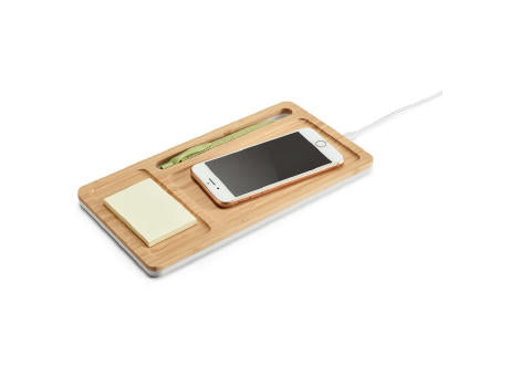 MOTT. Schreibtisch-Organizer mit 15W wireless Ladegerät aus Bambus und ABS