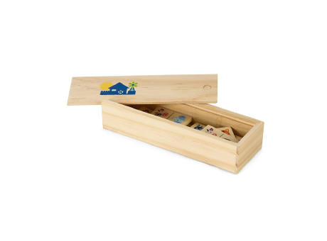 DOMIN. Domino-Spiel aus Holz mit 28 Tierfiguren