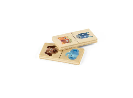DOMIN. Domino-Spiel aus Holz mit 28 Tierfiguren