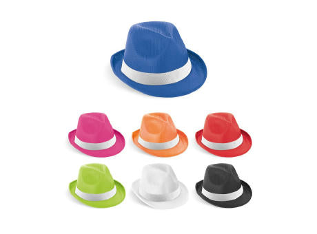 MANOLO POLI. Hut aus PP mit weißen Band aus Polyester