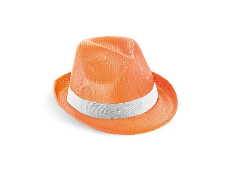 MANOLO POLI. Hut aus PP mit weißen Band aus Polyester