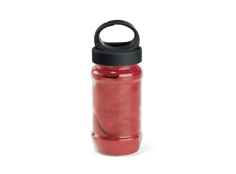 ARTX PLUS. Sporthandtuch aus Polyamid und Polyester mit Flasche (440 mL) aus PP und PET und einem integrierten Karabinerhaken am Deckel