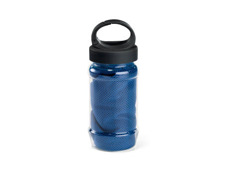 ARTX PLUS. Sporthandtuch aus Polyamid und Polyester mit Flasche (440 mL) aus PP und PET und einem integrierten Karabinerhaken am Deckel