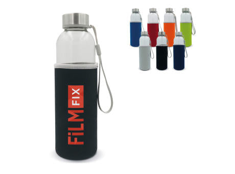 Trinkflasche aus Glas mit Neoprenhülle 500ml