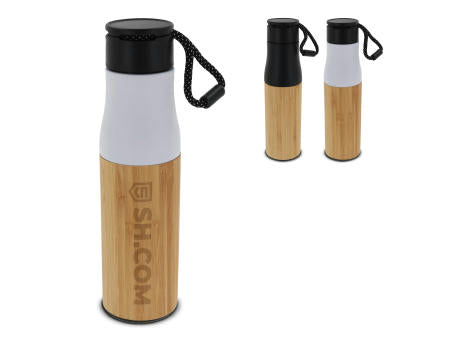 Isolierflasche Bambus mit Trageschlaufe 500ml