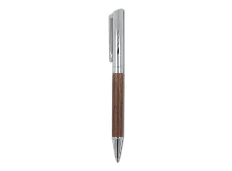 Set Kugelschreiber und Rollerball aus Metall Nussbaumholz in Geschenkbox