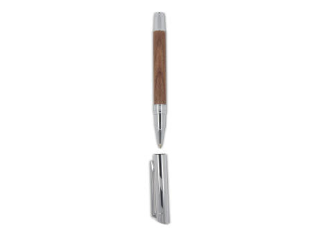 Set Kugelschreiber und Rollerball aus Metall Nussbaumholz in Geschenkbox