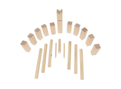 Kubb Spiel aus Holz mit Beutel