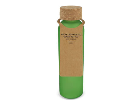 Gefrostete flasche aus recyceltem Glas mit Korkdeckel 500ml