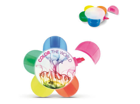 Textmarker Blume mit 5 Farben