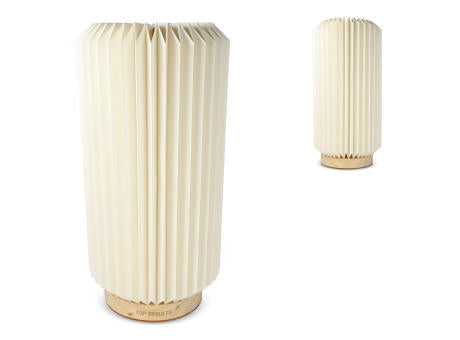 Coollux faltbare Papier-LED-Lampe Aurora Tall auf Holzsockel, 32cm