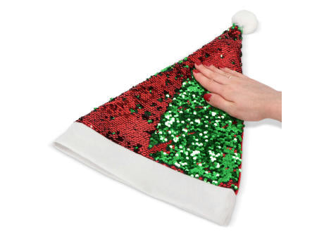Zweifarbige Pailletten-Weihnachtsmütze