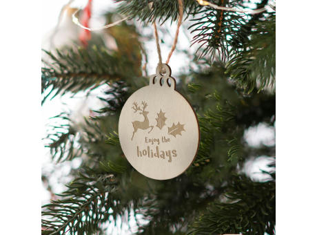 Weihnachtskugel in Form einer Holzkugel