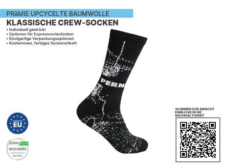 Hochwertige UPCYCLED Classic Crew nachhaltige Socken