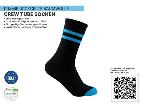 Hochwertige UPCYCLED Crew Tube Nachhaltige Socken