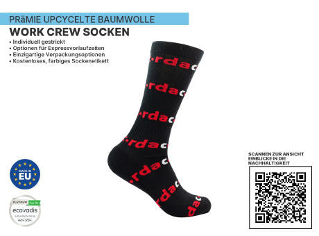 Hochwertige UPCYCLED Work Crew nachhaltige Socken