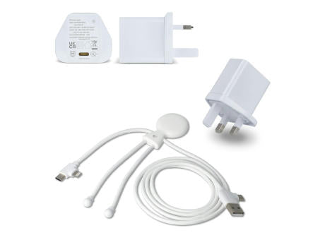 2090 - Xoopar Mr. Bio Langes Ladekabel + UK Stecker Adapter