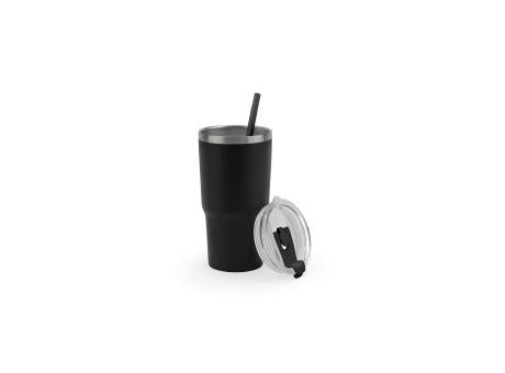 JOYNER M. Kompakter Reisebecher aus Edelstahl (91 % recycelt) mit vakuumisolierter Doppelwand und matter Oberfläche 600 ml
