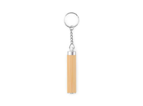 RACHEL. Schlüsselanhänger aus Bambus und ABS mit LED-Taschenlampe