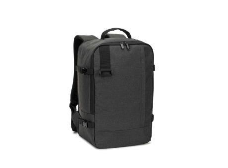 CIES. Rucksack, entwickelt um die von den Fluggesellschaften geforderten Massvorgaben zu erfüllen, aus hochdichtem, recyceltem 600D-Polyester