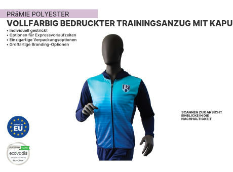 Full-Colour Print Hooded Tracksuit Top