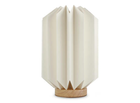 Coollux faltbare Papier-LED-Lampe Eos auf Holzsockel, 25 cm (Briefkastengröße)