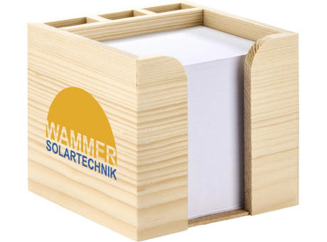 Holz-Zettelbox 10 x 10 x 8,5 cm mit Stifteköcher