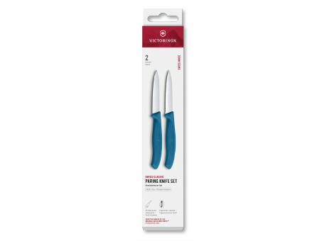 Swiss Classic, Gemüsemesser Set, 2tlg, 8cm, gerade/Wellen,schwarz