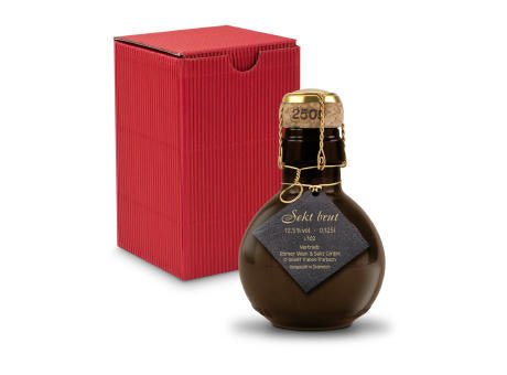 Kleinste Sektflasche der Welt! schwarzer Anhänger - Inklusive Geschenkkarton in Gelb, 125 ml