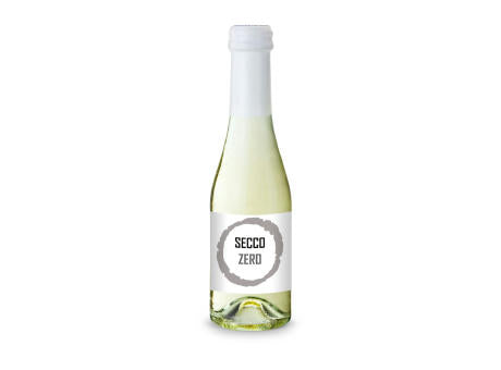 Secco ZERO - Schäumendes Getränk aus alkoholfreiem Wein - Flasche klar - Kapselfarbe Gold, 0,2 l