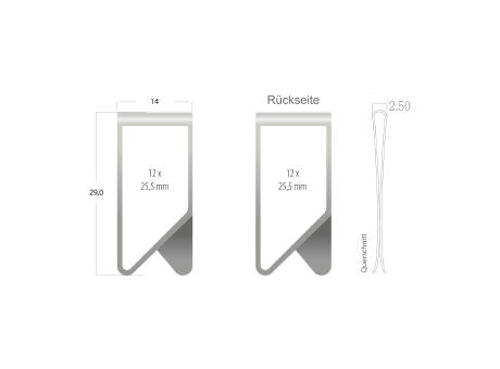 ROMINOX® Mehrweg-Büroklammer X Clip Variante A, idealer Mailingartikel für Dokumente, bis zu 12 Seiten Klemmkraft