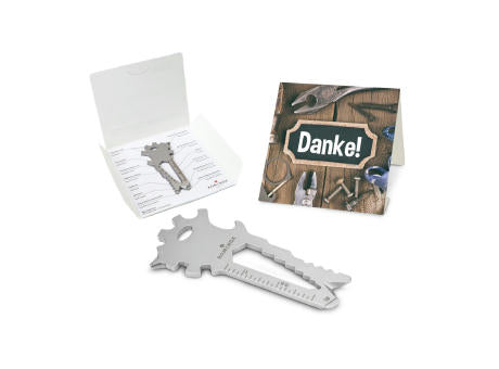 Geschenkartikel: ROMINOX® Key Tool Truck / LKW (22 Funktionen) im Motiv-Mäppchen Danke